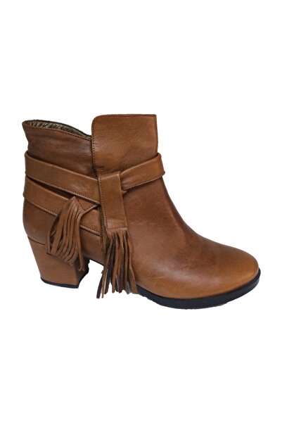 Elegan Küçük & Büyük Numara Taba Püsküllü Hakiki Deri Tarz Bot