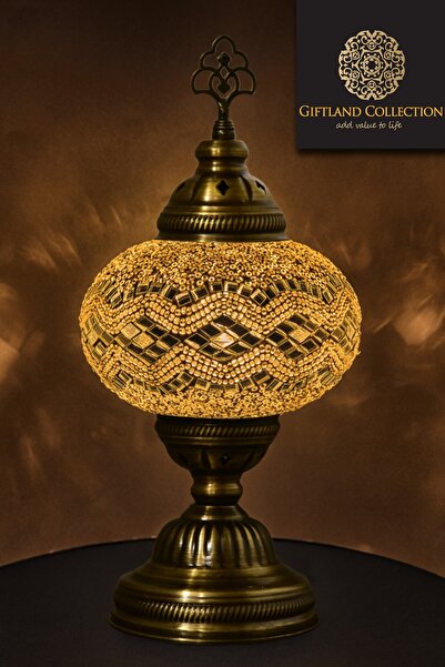 GiftlandCollection Masaüstü Otantik Mozaik Lamba -  3no - Ücretsiz Kargo -1nci Kalite Cam Ve Metal Aparat