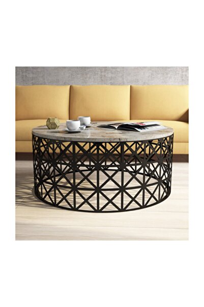 Variant Mobilya Selin Metal Ferforje Orta Sehpa - Mermer Beyaz