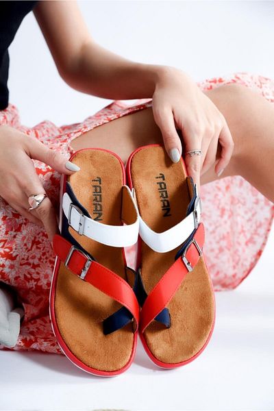 Taran Women's Colorful Rayne Flip Flops Buckle Slippers
