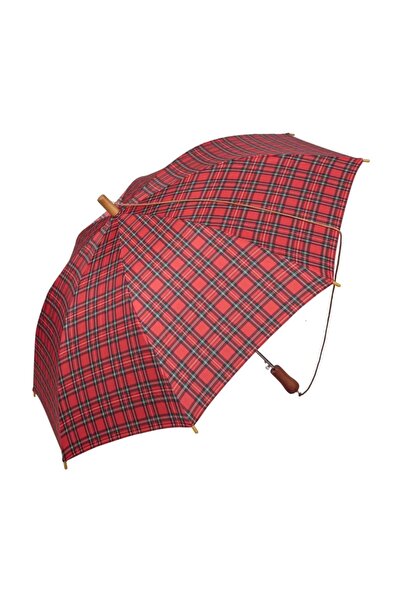 APRİL Snotline Kadın Uzun Baston Şemsiye Ekose Kırmızı 14l