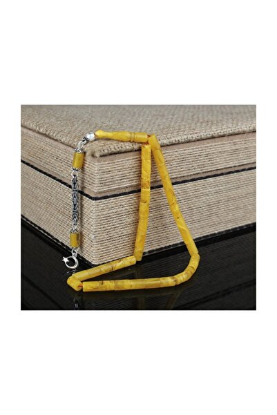 Genel Markalar Kesme Model Gümüş Püsküllü Sıkma Kehribar Tesbih