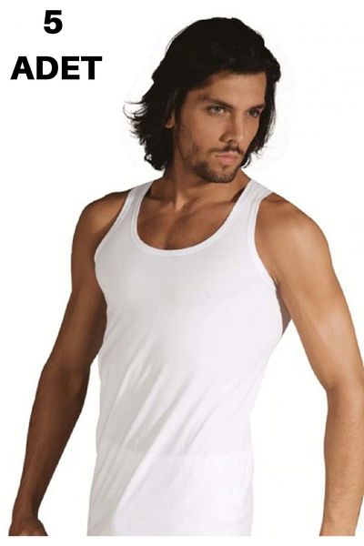 Tutku Pack of 5 0101 100% Cotton Combed Men's Undershirt - - Undershirt - White - 5 Xxl