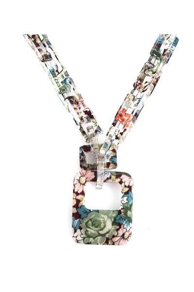 Bosphorus Colorful Floral Women's Necklace, Acrylic Model