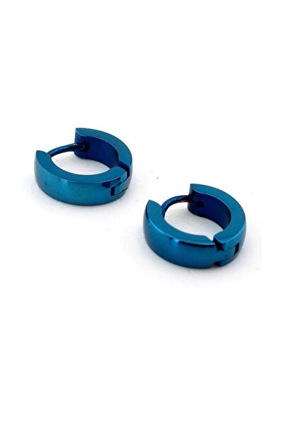 Solfera Men's Earrings - 4mm Thick, Blue Steel, Slanted Ring Model E699