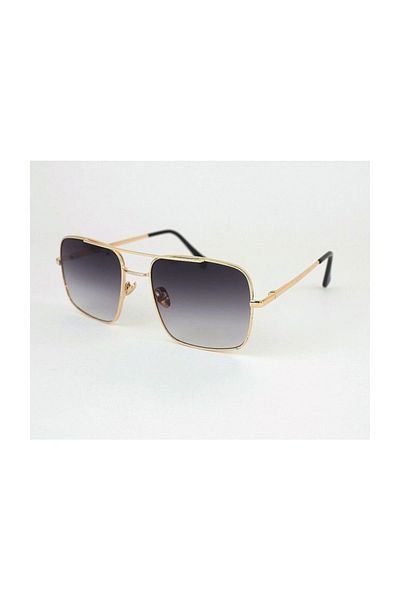 Makro Optik Unisex Gold Metal Framed Navy Blue Sunglasses