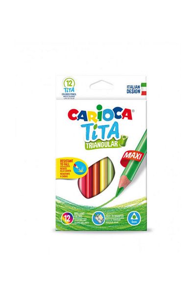 CARIOCA Tita Maxi Jumbo Triangle Dry Paint Pen 12 Colors
