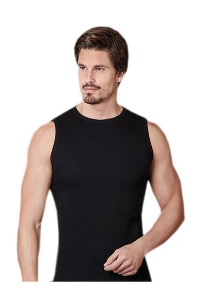 Berrak Pack of 3 Men's Ribbed Sleeveless Crew Neck Undershirt