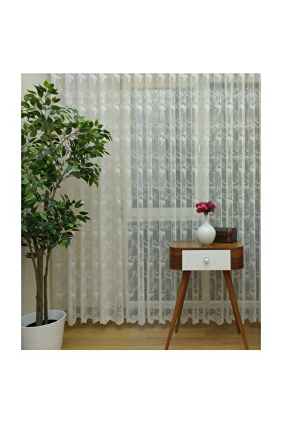 Esse Home Çiçek Desenli Fransız Dantel Tül Perde,  300x260, Seyrek Pile, 1/2