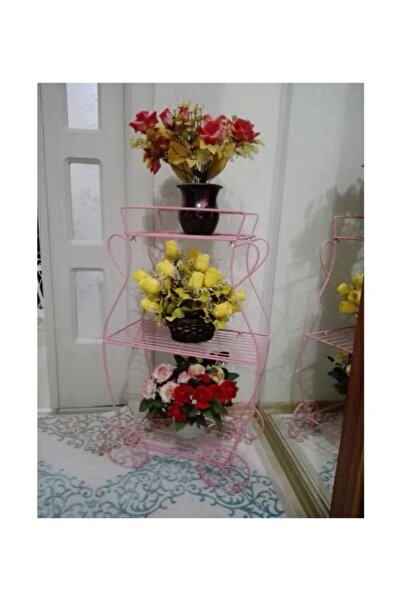 2M Anadolu Küpü 3 Raflı Ferforje Sehpa Saksı Sehpası