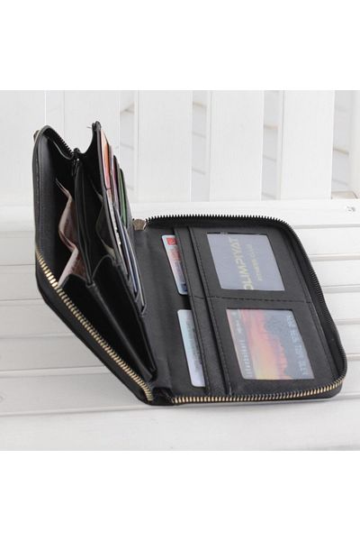 MKM Bizoon Long Zippered Suede Women's Wallet 5003