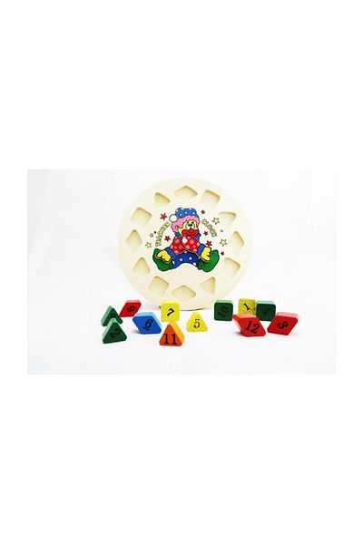 Ekincioğlu Wooden Clown Clock - Wooden Puzzle - Educational Wooden Toys