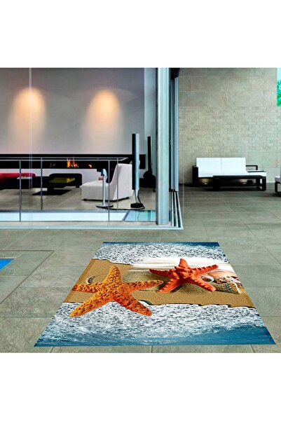 Resmiro Deniz Yıldızı Desenli Dijital Baskılı Halı