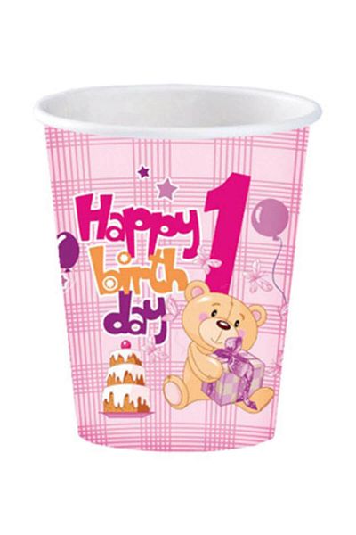 Roll-Up My First Birthday Party Girl Paper Cup