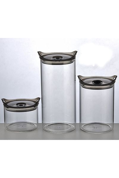 Fidex Home Blown Glass 3 Size Storage Set Transparent Fz01 Fz01