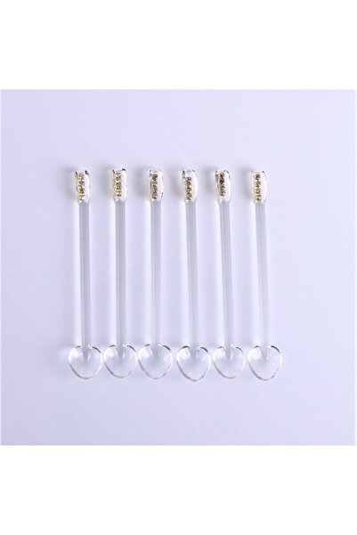 KristalGalerisi Cam Çay Kaşığı Taş Süslemeli Altın