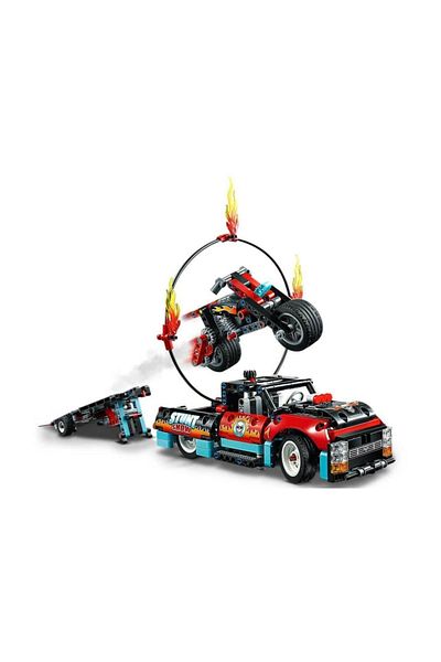 LEGO شاحنة مظاهرة تكنيك ودراجة نارية 42106 لعبة Akids