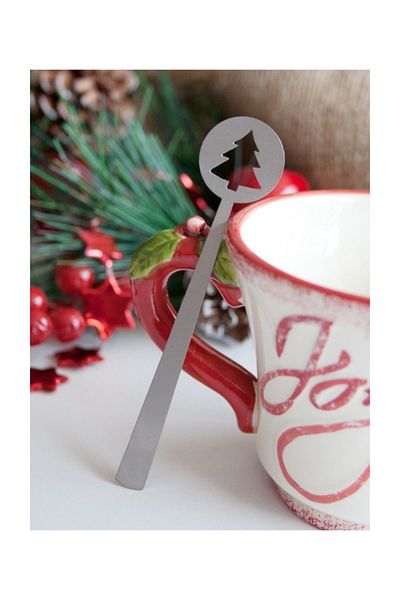 Narin Pine Tree Patterned 11cm Teaspoon 12 Pieces Presentation Spoons