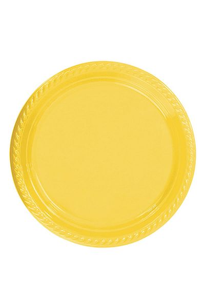 Kazanabil 25pcs Plastic Plate for Picnic and Party Yellow