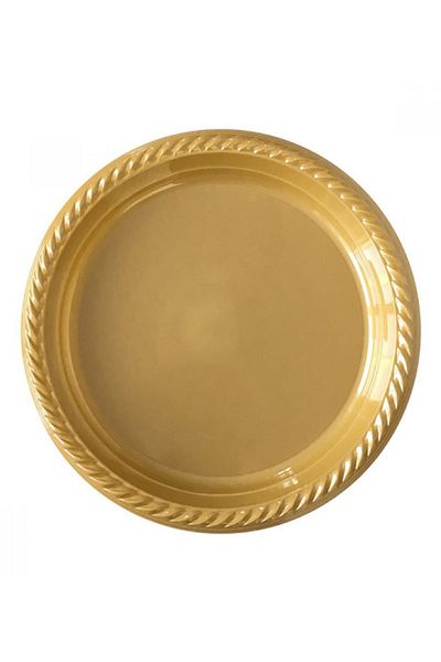 Kazanabil 25pcs Plastic Plate for Picnic and Party Gold
