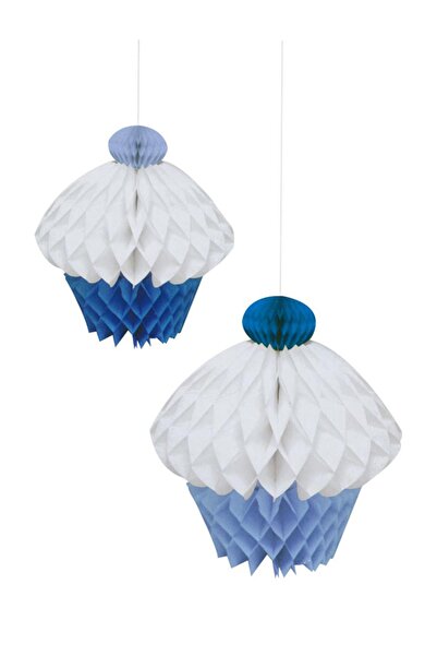 Kazanabil قطعتان من زينة تزيين الحفلات على شكل قرص العسل باللون الأزرق