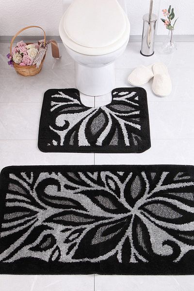 Confetti Lotus 60x100 50x60 cm BQ Black Bath Rug