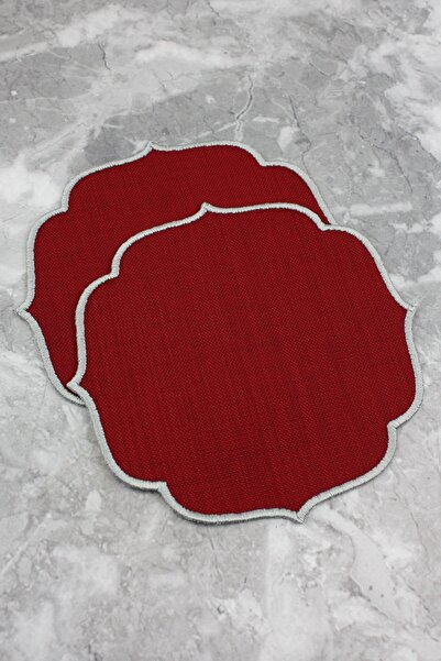 WEARE2 Șervețele de cocktail brodate, în 2 piese, de culoare burgundă, gri ar...