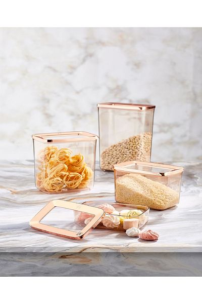 VİP AHMET Dimensions of 4 (2900 ml + 2200 ml + 1400 ml + 600 ml) Copper Rectangular Storage Container