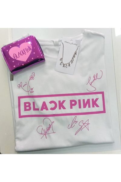 GC GÖKHAN CLUB Unisex Blackpink T-shirt Blackpink Συνδυασμός κολιέ πορτοφολιού