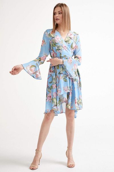 Sementa Rochie de damă cu model de flori albastre