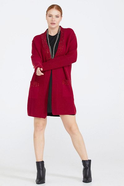Sementa Women's Knitwear Jacket with Pockets - Red