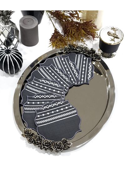 Tanem Home Authentic Pattern Embroidered Coasters, Cocktail Presentation Napkin 15x15 Cm