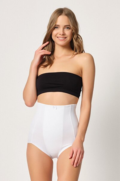 Emay Korse Білий Емай 2920 Висока талія з підтримкою живота Сліп-корсет з лаз...