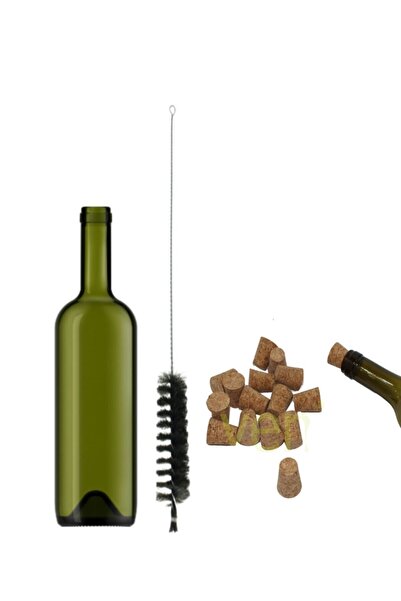 Jenisa 35 Adet 750 Cc Şarap Zeytinyağı Şişesi Konik Mantar Ve Temizleme Fırçalı