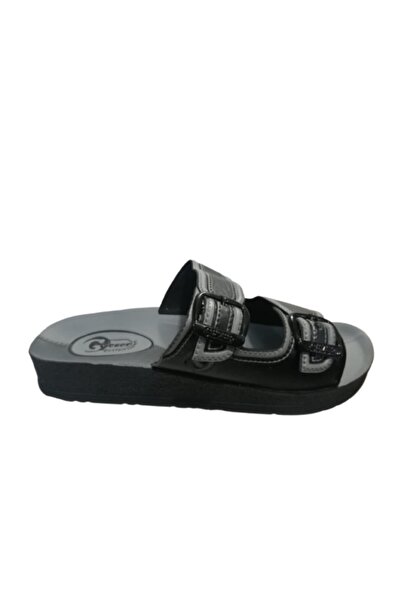 GEZER Men's Gray Double Buckle Daily Walking Slippers