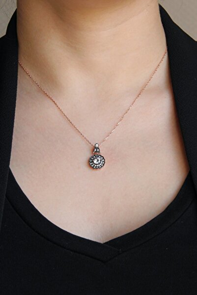 Argentum Concept 925 Ayar Gümüş Çiçek Figürlü Elmas Kesim Kolye