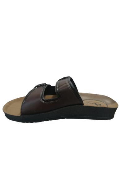 GEZER Ge072-10 Ανδρικές παντόφλες περιπάτου με διπλή πόρπη σε καφέ χρώμα