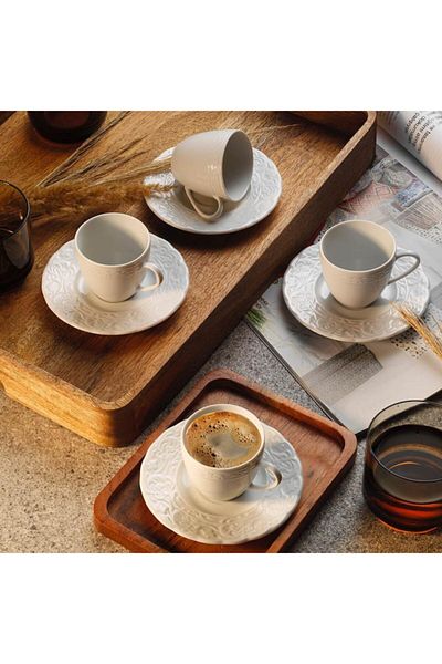 Kütahya Porselen 6-Piece Spike Coffee Cup Set with Plates - Bsk12Kt00