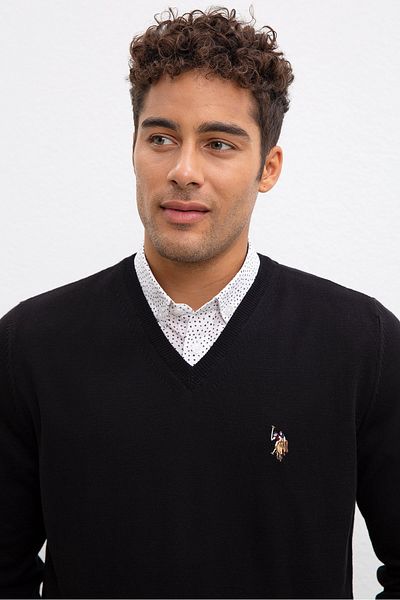 U.S. Polo Assn. Черен мъжки пуловер