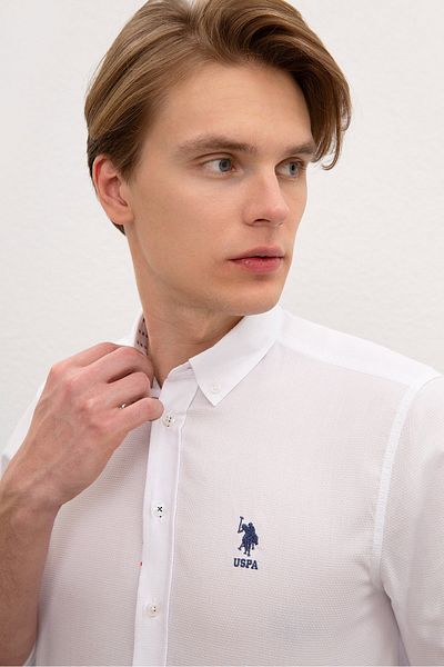 U.S. Polo Assn. Ανδρικό λευκό πουκάμισο