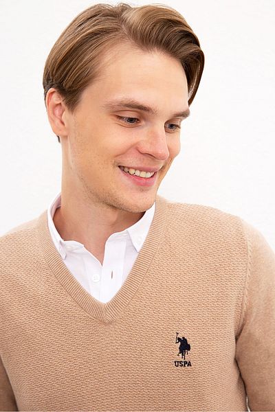 U.S. Polo Assn. Hnědý pánský svetr