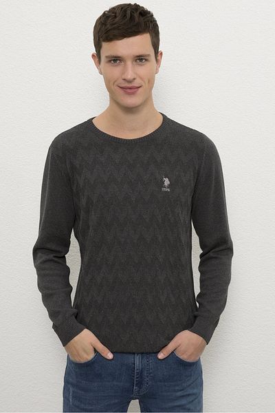 U.S. Polo Assn. Γκρι ανδρικό πουλόβερ
