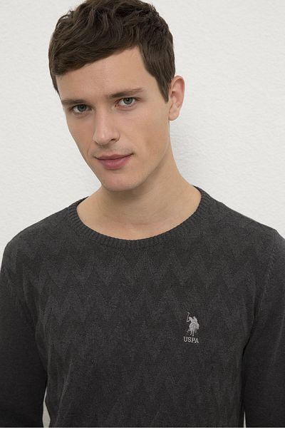 U.S. Polo Assn. Γκρι ανδρικό πουλόβερ