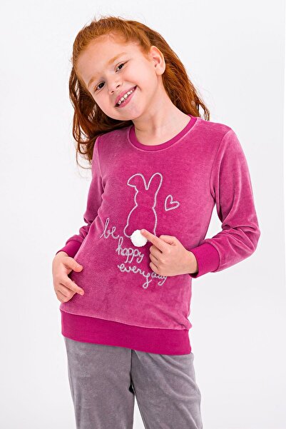 ROLY POLY Σετ φόρμας Rolypoly Happy Everyday Pink για κορίτσια από βελούδο