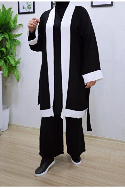 PNRSTİL طقم كيمونو Aerobin مخطط بالأبيض والأسود