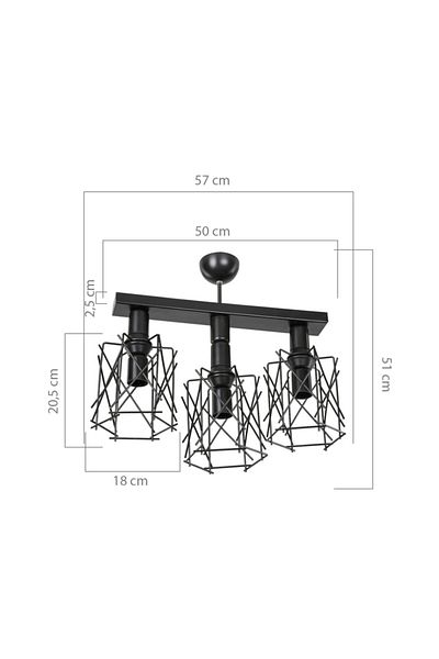 Tuğbasan Modelight Karma 3-Plafone Black Chandelier