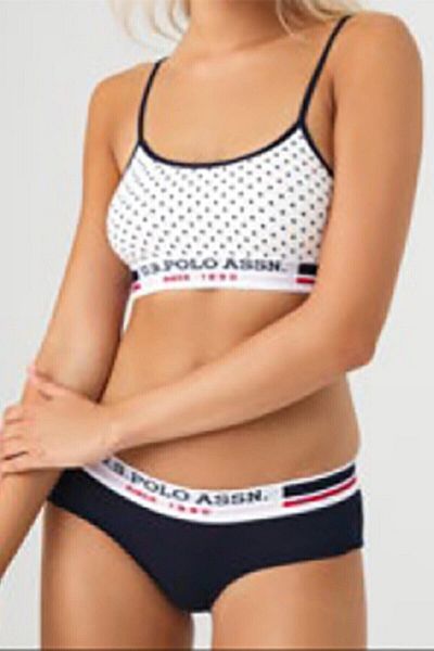 U.S POLO Women's White Bustier Slip Set