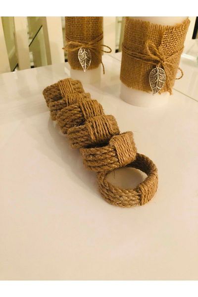 Romans Napkin Ring Natural Rope Rope Set of 6