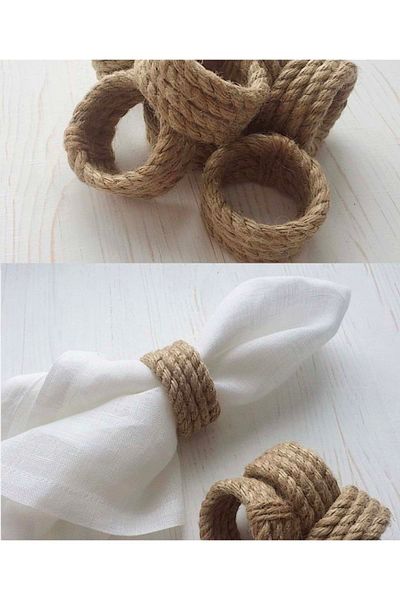 Romans Napkin Ring Natural Rope Rope Set of 6