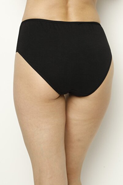 Tutku Pachet de 10 chiloți bato cu talie înaltă din bumbac negru Lycra pentru femei